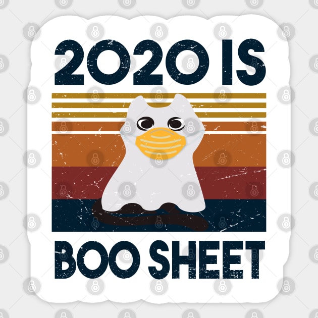 2020 Is Boo Sheet, Cat Boo Ghost Halloween face mask Sticker by potch94